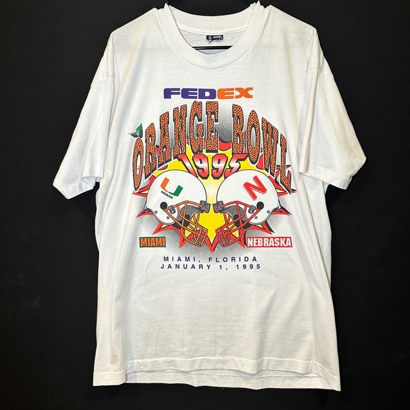 Vintage 95 FedEx Orange Bowl T Shirt XL Miami Nebraska Football Single Stitch US
